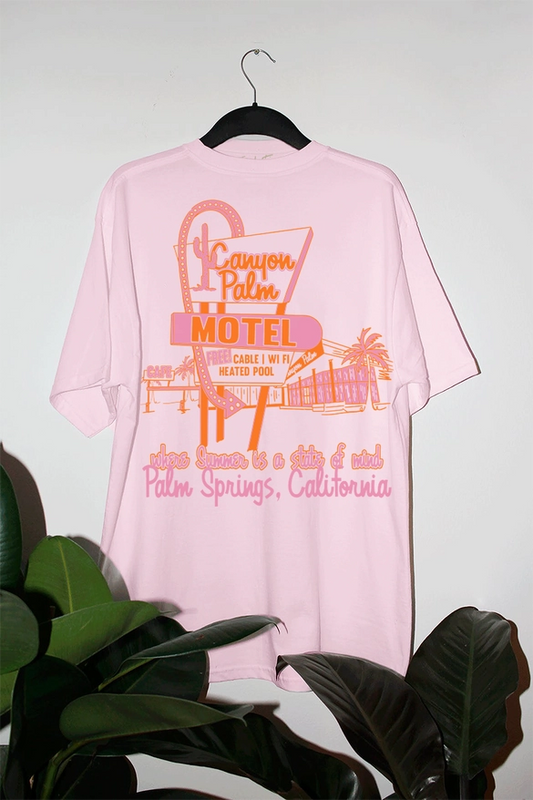 Canyon Palms Motel Oversized Pink Women's Graphic T-Shirt