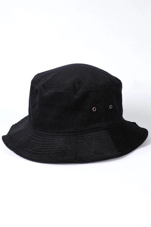 Black Corduroy Short Brim Adult Bucket Hat