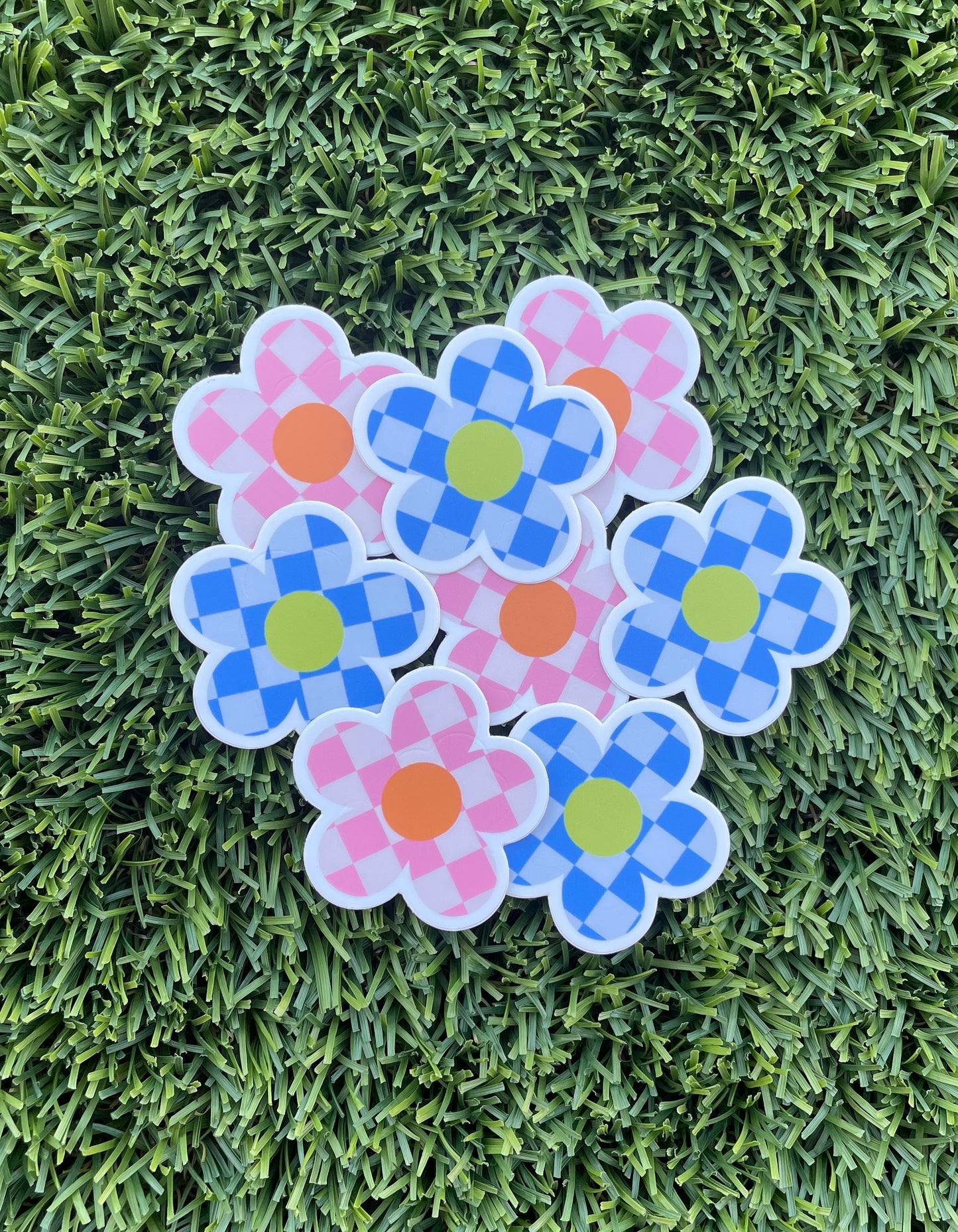 Checkerboard Daisy Sticker