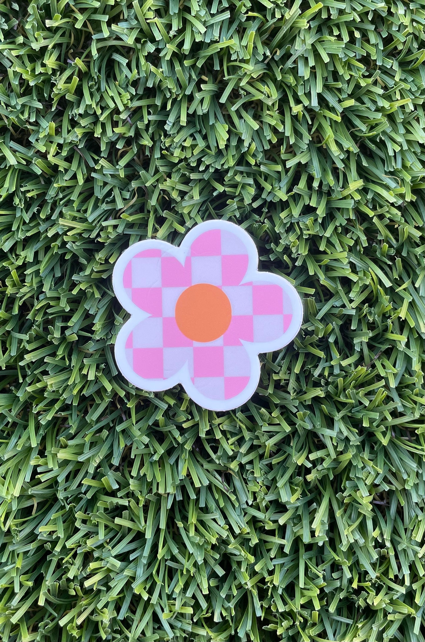 Checkerboard Daisy Sticker