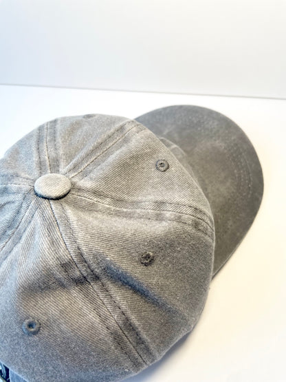 Washed Denim Grey Kids Baseball Hat