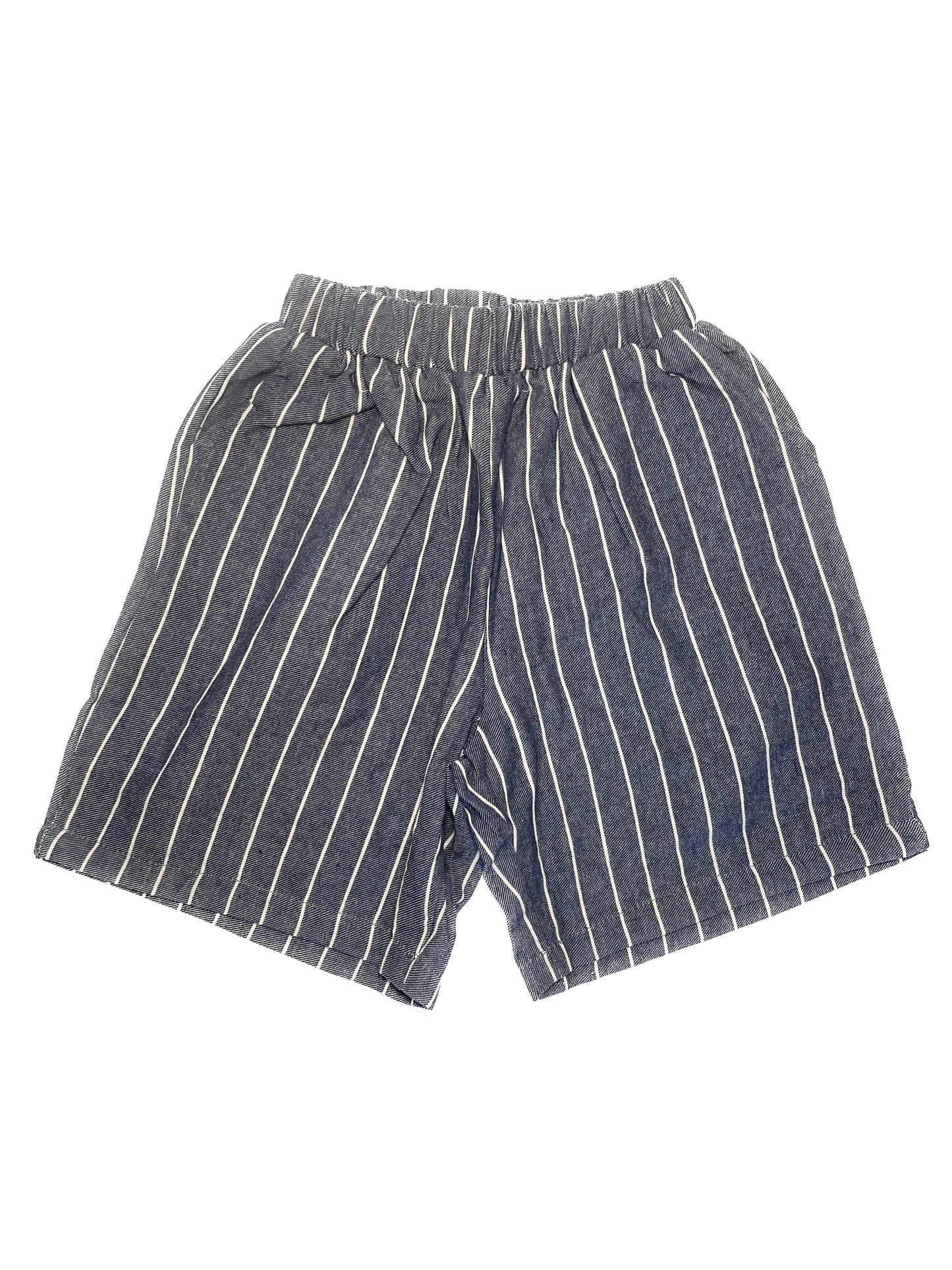 Navy Blue Striped Pattern Loose Toddler Shorts